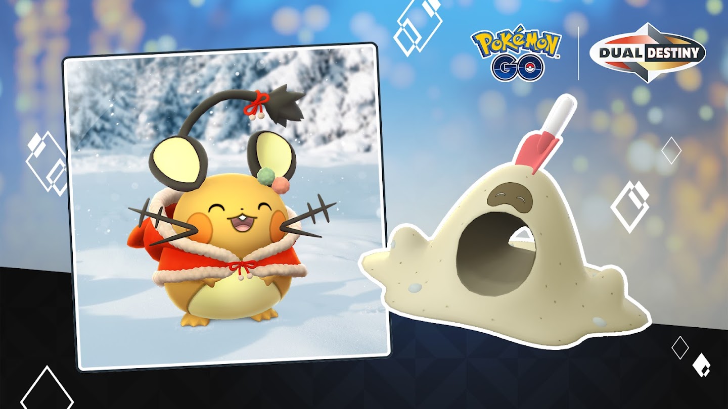 Dedenne and Sandygast for Pokemon Go's 2024 holiday part 1 event