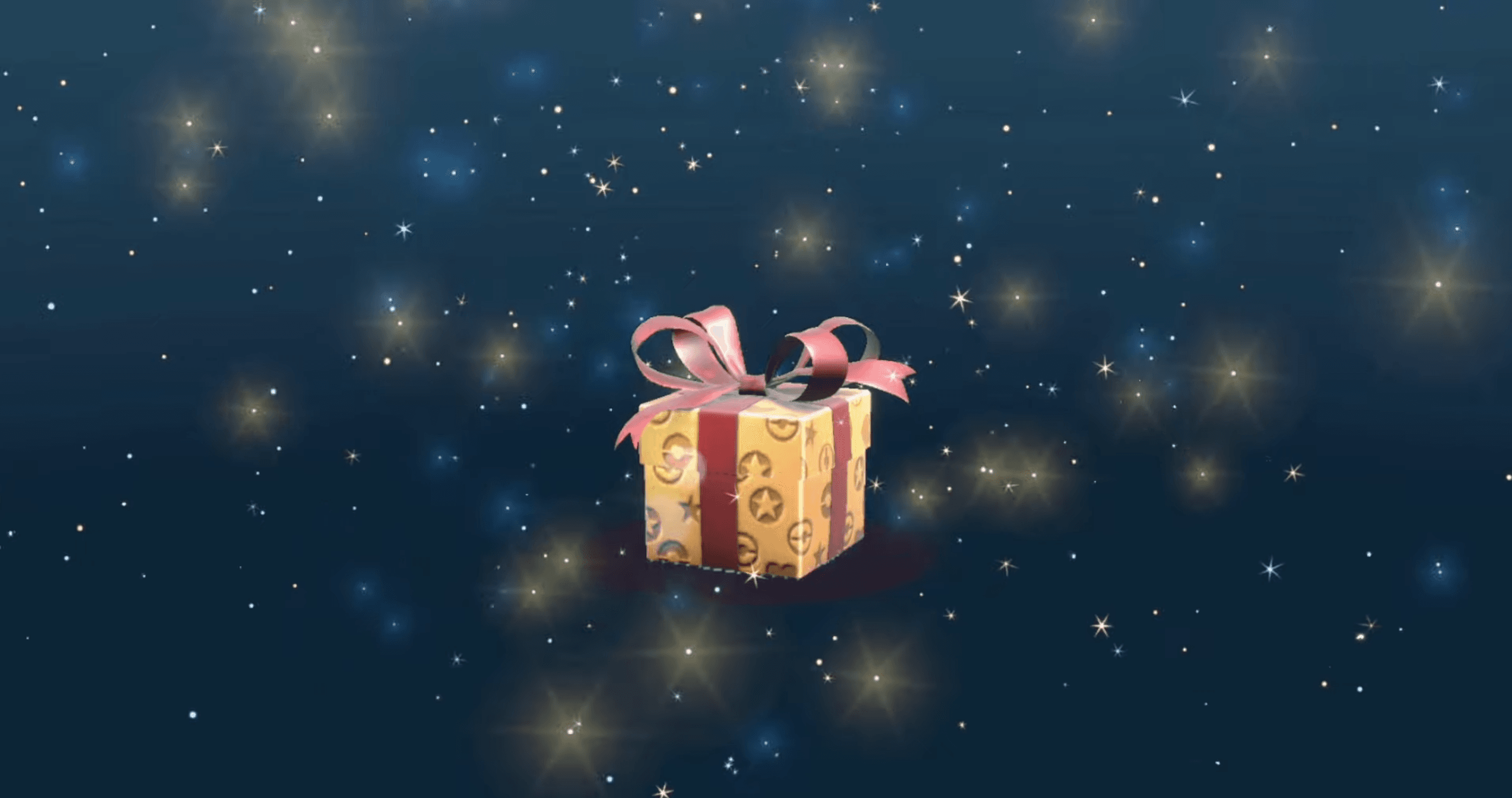 Scarlet and Violet Mystery Gift Scene - A gift-wrapped box in the middle of a dark background